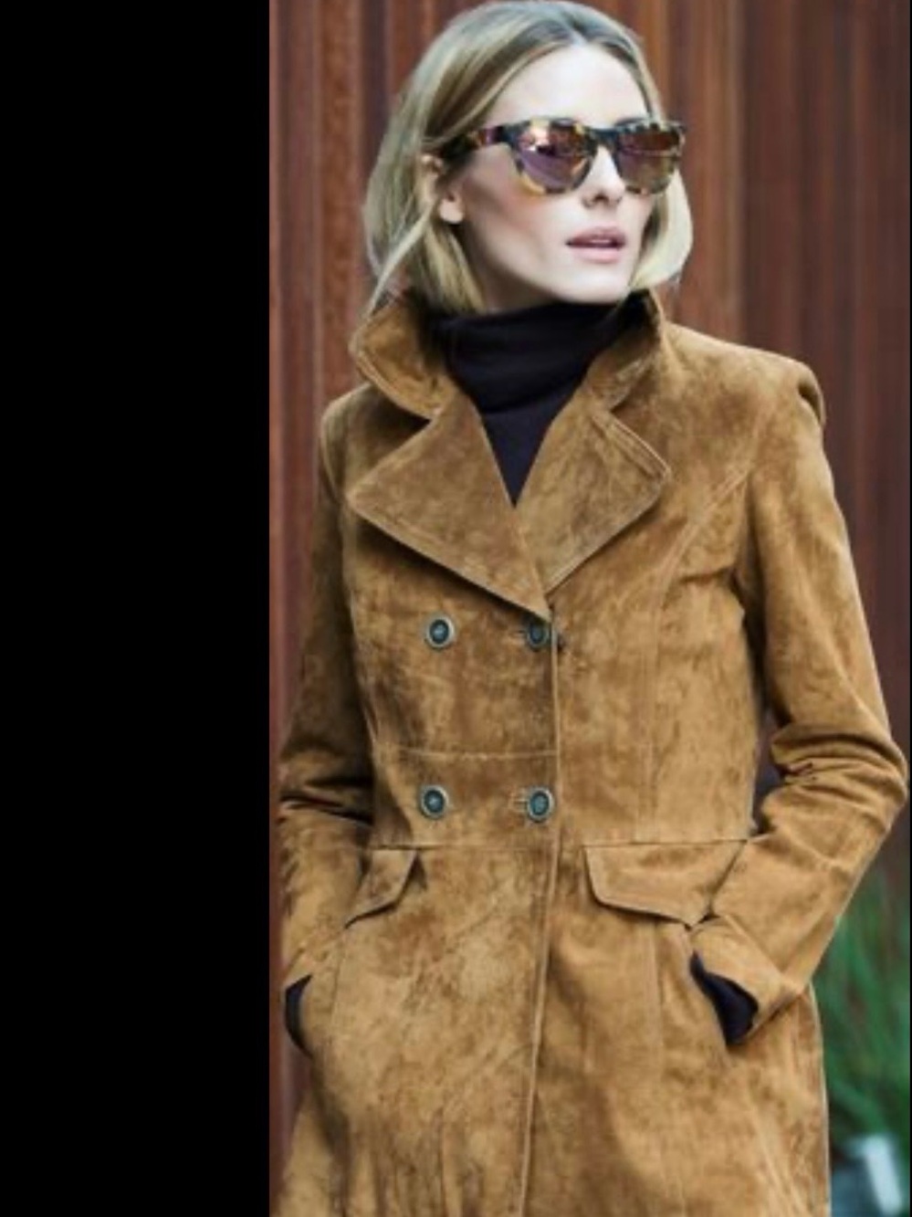 Zara Camel 100% Genuine Leather Suede Double-Breasted Coat
